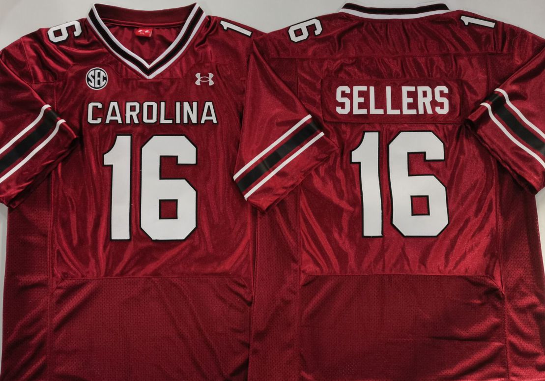 Men South Carolina Gamecocks #16 Sellers Red Elite 2025 NCAA Jersey style 1
